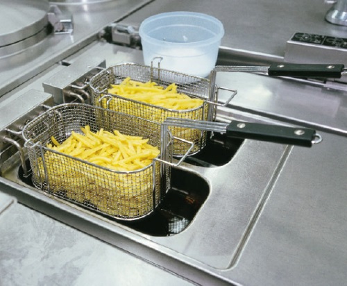 Abb. 4: Fritteuse mit sicher eingehängten Körben