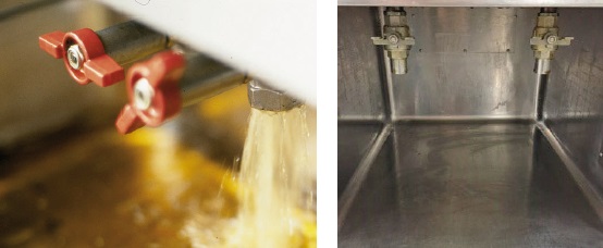 Abb. 7 und 8 Fritteuse mit verdeckter Anbringung der Fettablassvorrichtung