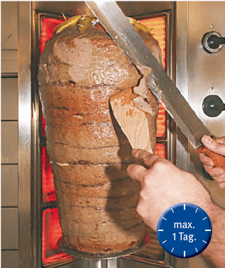 Abbildung 21: Nicht durchgegarte Reste von Dner-Kebab- bzw. Gyros-Spieen vom Vortag drfen nicht mehr verwendet werden! Eine gute Planung ist deshalb notwendig!