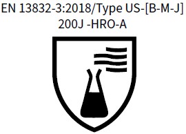 Abb. 40 Beispiel f�r eine Kennzeichnung eines Schuhs f�r anhaltenden Kontakt gegen Chemikalien