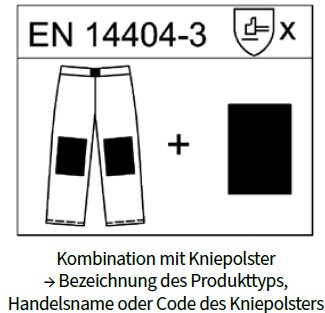 Abb. 78 Kennzeichnung f�r die Bekleidung des Knieschutztyps 2 nach DIN EN 14404-3 bei Leistungsstufe 1, 1U oder 2
