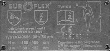 Abb. 1 CE-Kennzeichnung, Schnittschutz- und Stechschutzpiktogramm