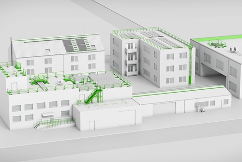 Abb. 1 Beispiele f�r Zuwegungen und Absturzschutzma�nahmen f�r Instandhaltungsarbeiten auf Dachfl�chen