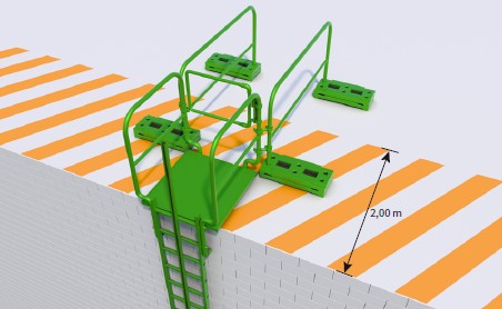 Abb. 17 Zugang zur Dachfl�che mit Steigleiter mit Steigschutz sowie Zugangsbeschr�nkung und selbstschlie�ender Durchgangssperre