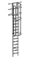 Abb. 2 Ortsfeste Steigleiter mit Seitenholmen und Rückenkorb