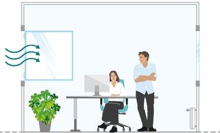 Abb. 5 Einseitige Stoßlüftung über geöffnetes Fenster