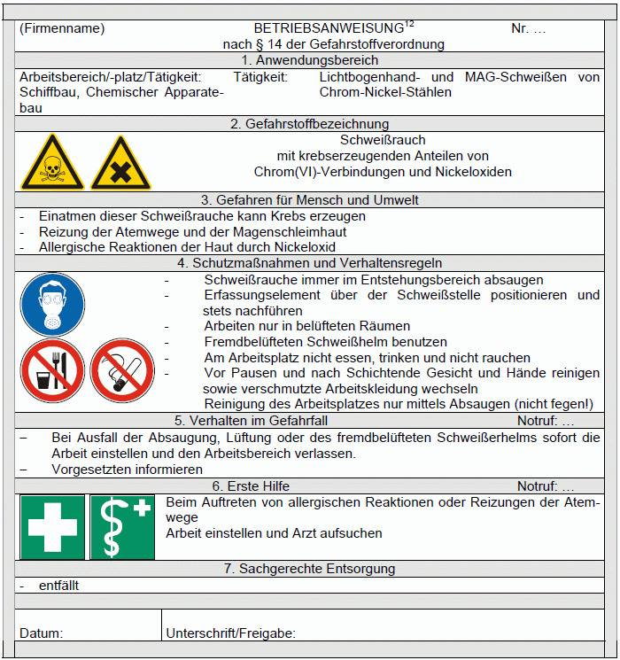 Betriebsanweisung